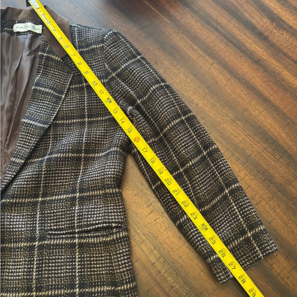 Plaid Blazer Leather Suede Collar Medium Wool blend Academia Preppy - Picture 5 of 11